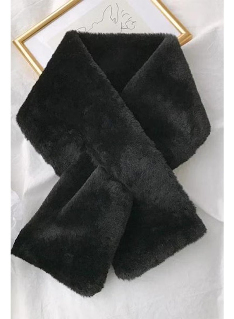 Bahels Black Color Trend Plush Scarf - Image 1